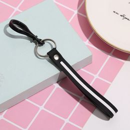 Car Keychain Soft Rubber Leather Cord Keychain Keyring Leather Key Ring Key Chain Creative Key Holder Auto Accessories