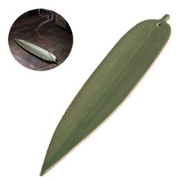 Keramiska doftlampor Bambu Leaves Tray Incense Stick Holder Ash Catcher Burner Holders Home Decoration Censer Tool