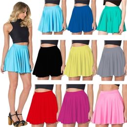 9 Colours Solid Women Summer Black Above Knee Red Blue Silver Green Pink Yellow Skater Skirts S To 4xl 210310