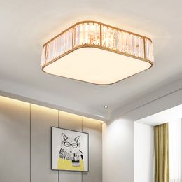 Gold Square Fashion Crystal Lamps Modern LED Ceiling Lights For Living Study Room Indoor Lighting Decor