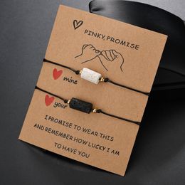 Pinky Promise Distance Matching Bracelets Friendship Couples Volcanic Stone Bracelet for Best Friend Family Women Men Teen Girls