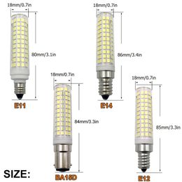 10Pcs Dimmable LED Bulb 15W E14 E12 E11 BA15D LEDs Corn Crystal Chandelier Light Source Ceramic Lamp 136leds 110V 220V D2.0