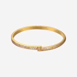 18k Gold Plated Charm Bracelets Vintage Letter Diamond Bracelet For Party Ice Up Bangles Love Bangle Fashion Engaged Accessories With Jewellery Pouches Wholesale