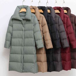 Winter Women's Down Coat Padded Warm Thick Long Puffer Jacket Casual Parkas Woman Ultra Light Female Overcoat Clothing 211130