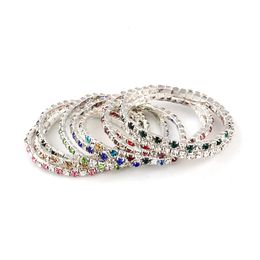 20Pcs Colourful Tennis Single Row Rhinestone Stretch Bracelets For Women Girl Gift Wedding Bridal Jewellery