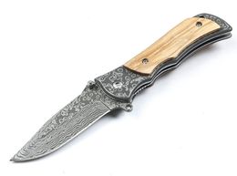 High Quality Flipper Folding Knife 440C Drop Point Blade Steel + Wood Handle Assisted Fast Open Folder Knives