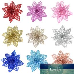 14cm Glitter Artificial Flower Heads Christmas Tree Decorations Xmas Ornament Decorative Fake Wedding Supplies