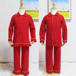 Winter Year Selling Siblings Cotton Kids Pyjamas Christmas Boys And Girls Red Pajamas Sets 211130