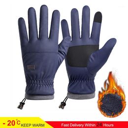 Ski Gloves Winter-20Degrees Cold-proof Men Windproof Waterproof Keep Warm Touchscreen Anti Slip Soft Fluff Cycling