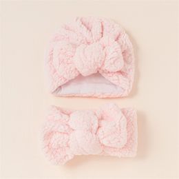 Big Bowknot Hat scarf set Baby Girl Turban Knot Head Wraps Newborn Cap Scarfs sets Photography Props 20220226 Q2