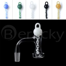 Beracky Smoking Full Weld Terp Slurper Quartz Banger Nails With Glass Marbles Chains 20mmOD Beveled Edge Seamless Slurpers For Glass Bongs Dab Rigs Pipes