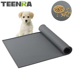 TEENRA 48x30cm Ex-large Pet Silicone Feeding Mat Silicone Pet Food Pad Feeding Mat Cat Feeder Placemat Drinking Mat For Dog Y200328