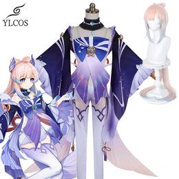 Game Genshin Impact Costumes Sangonomiya Kokomi Cosplay Halloween Party Clothes For Women Girls Unisex Suit Y0903