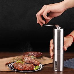 Manual Ceramic Coffee Grinder Stainless Steel Adjustable Bean Mill Hand Pepper Easy Clean Kitchen Tools 210713