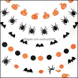 Event Festive & Garden Party Banner Pumpkin Bat Spider Shape Wall Hanging Paper Garland Home Decoration Halloween Supplies Vt0552 Drop Deliv