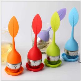 silicone tea infuser Leaf Silicone Infuser with Food Grade make tea bag Philtre creative Stainless Steel Tea Strainers DAW127