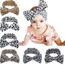 Leopard estampado gran arco y orejas de conejo diadema para niños bebé diadema mezclar orden de cabello joyería