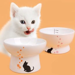 Cute Pet Feeder Bowl Cartoon Shape High-foot Single Mouth Skidproof Ceramic Dog Cat Food and Drinking Bowl Dog Food Container Y200922