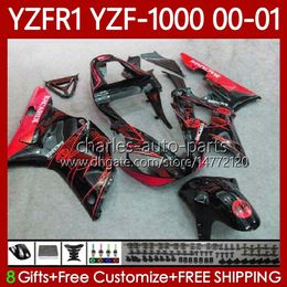 Motorcycle Bodywork For YAMAHA YZF-R1 YZF1000 YZF R 1 1000 CC 00-03 Bodys 83No.77 YZF R1 1000CC Red Black 2000 2001 2002 2003 YZF-1000 YZFR1 00 01 02 03 OEM Fairing Kit