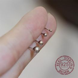 Stud Cute Mini Earrings For Women Girls S999 Silver Ball 2021 Cartilage Ear Piercing Jewellery Tiny Earings Gifts