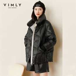 Vimly Winter Short Jackets Women Fashion Loose Thick Warm Pockets Parkas Ladies Casual Padded Coats Female Outwear 50066 211007