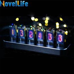 NovelLife Tube Clock Nixie Kit Digital Calendar Stopwatch 6 Bit LCD Time Po Display Creative Desk Decoration Gifts 210804