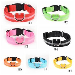 DHL LED Pet Dog Collar Night Safety Flashing Pets Collars Glow In The Dark Dog Leash Dogs Luminous Fluorescent Supplies