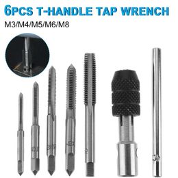 types of screw thread Canada - Hand Tools 6pcs T-type Machine Screw Thread Tap Wrench M3 M4 M5 M6 M8 Set Handle DIY Tool Accessories Repair Metric Plug Drill