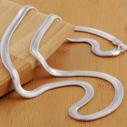 Chains 925 Sterling Silver 16/18/20/22/24 Inch 6mm Flat Snake Chain Necklace For Woman Man Fashion Wedding Party Charm Jewelry