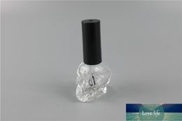 DHL Free 100pcs/lot 10ml Skull Empty Nail Polish Bottle With Black Small Brush Nail Art Container Glass Nail Oil Bottles