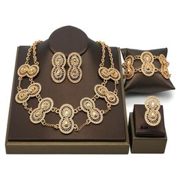 Earrings & Necklace Bridal Gift Nigerian Wedding Woman Accessories Set African Beads Jewellery Fashion Dubai Gold Designer