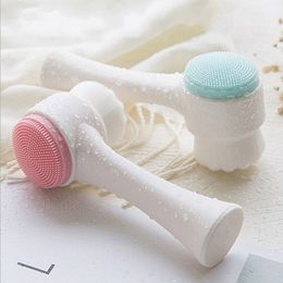 3D Face Cleaning Massage Tool Double Sides Multifunction Facial Cleansing Brush Portable Facial Vibration Brushes