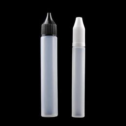 NEW Plastic Empty Bottle 30ml PE Top Cap Dropper Pen Style Unicron E-Liquid Dripper Bottle with long black white caps RefillingDHLa49 a31