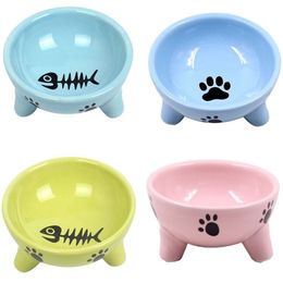 Pet Dog Cat Bowl Puppy Kitten Ceramics Bowl Anti Slip Cats Puppy Travel Feeding Feeder Food and Water Dish Bowl 12X5cm Y200922