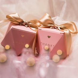 novos presentes do chocolate do bebê Desconto Novo criativo rosa candy casamento favores e presentes caixa de festa de festa de festa de bebê caixas de papel de chocolate pacote "obrigado"