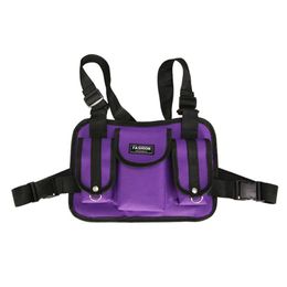 Women Men Fashion Nylon Streetwear Fanny Pack Vest Waist Sports Backpack Functional Hip Hop Adjustable Chest Bag Shoulder