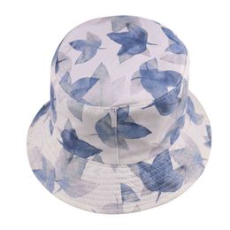 New Fashion White Maple Leaves Bucket Hats Casquette Sun Caps Summer Men Woman Gorra G220311
