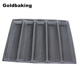 Goldbaking Silicone Bread Form Baguette Form French Bread Nonstick Baguette rachael ray baking sheets 5 Cavities 210225