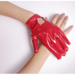 S-XL Plus Size Wetlook PVC Shiny Wrist Gloves Women PU Leather Guantes Mujer Punk Eldiven Winter Glove Sexy Pole Dance Clubwear1