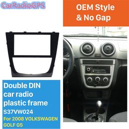 2 Din Dash Trim Kit Car GPS Radio Fascia for 2008 Volkswagen Golf G5 Stereo Decorative Frame Trim Bezel No Gap