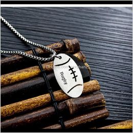 Necklaces & Pendants Jewelrymens Stainless Steel Rugby Pendant Fashion Sport Hip Hop Jewellery Design Punk Charm Chain Necklace For Men Drop D