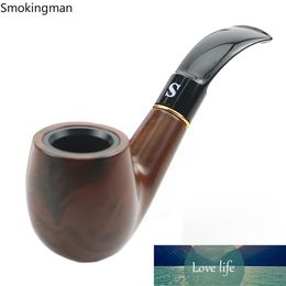 New Traditional Style Ebony Wood Nature Handmade Tobacco Smoking Pipe Bent Round