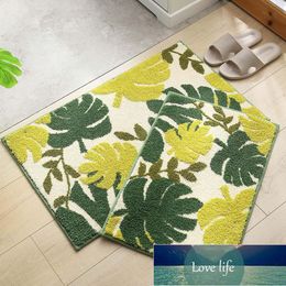 Jacquard Floor Mat Green Leaves Pattern Bathroom Absorbent Carpets Home Decorations Soft Bedroom Kitchen Non-Slip Doormat Kitche Factory price expert design