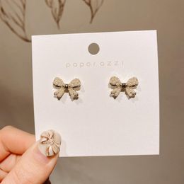 Stud Kroean Trendy Simple Sweet Bowknot Pearl Earrings For Women Party Luxury Temperament Fashion Jewellery Gifts Accessories