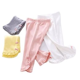 Girls' pure cotton stretch cropped trousers summer thin style children's baby casual seven-point pants P4587 210622