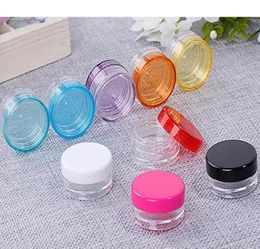 Environmental protection food grade cosmetic box plastic 3G / 5G bottle round bottom small sample package 11 colors