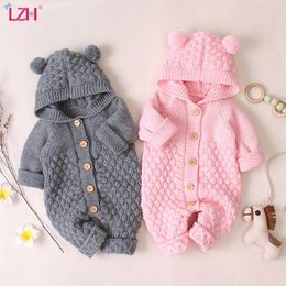 LZH Baby Knit Rompers For Baby Boys Jumpsuit Autumn Spring Newborn Baby Girls Clothes Costumes Kids Overalls For Infant Clothing 210315