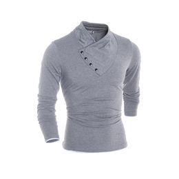 Men's Tops new cotton v neck long sleeve t shirt men 210317