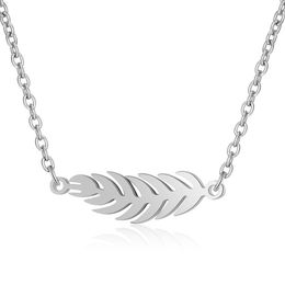 30PCS Feather Shaped Chain Necklace Stainless Steel Plant Tree Branch Leaf Pendant Charm Minimalist Collar Choker Jewelry for Women Ladies Couple Party