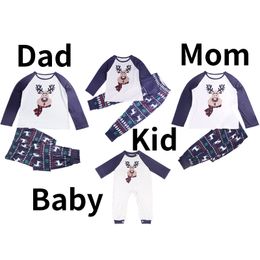 Party Favour New Year Sleepwear Christmas Family Pyjamas Mommy and Me Clothing Boy Girl Tshirt Pants Suit Baby Romper Look